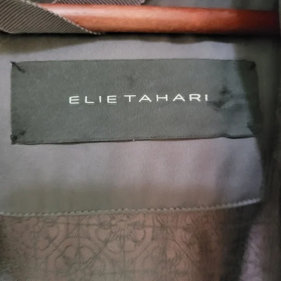 ELIE Tahari down puffer funnel neck coat parka jacket gray XS small - Picture 10 of 16